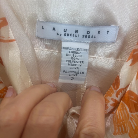 Laundry by Shelli Segal • Silk Sleeveless Dress • Size 2 • Cream & Orange - Picture 3 of 4